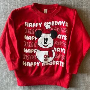 Toddler Disney Happy Holidays Mickey Mouse Snowman Red Crewneck Size 4